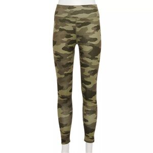 SO Juniors' Green Multi Camo Print High Waisted Soft Cozy Leggings - Size L